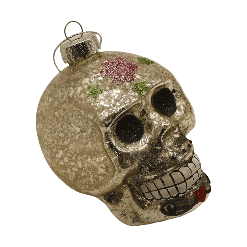 8*9 cm håndmalet Halloween glaskranie-pyntsæt