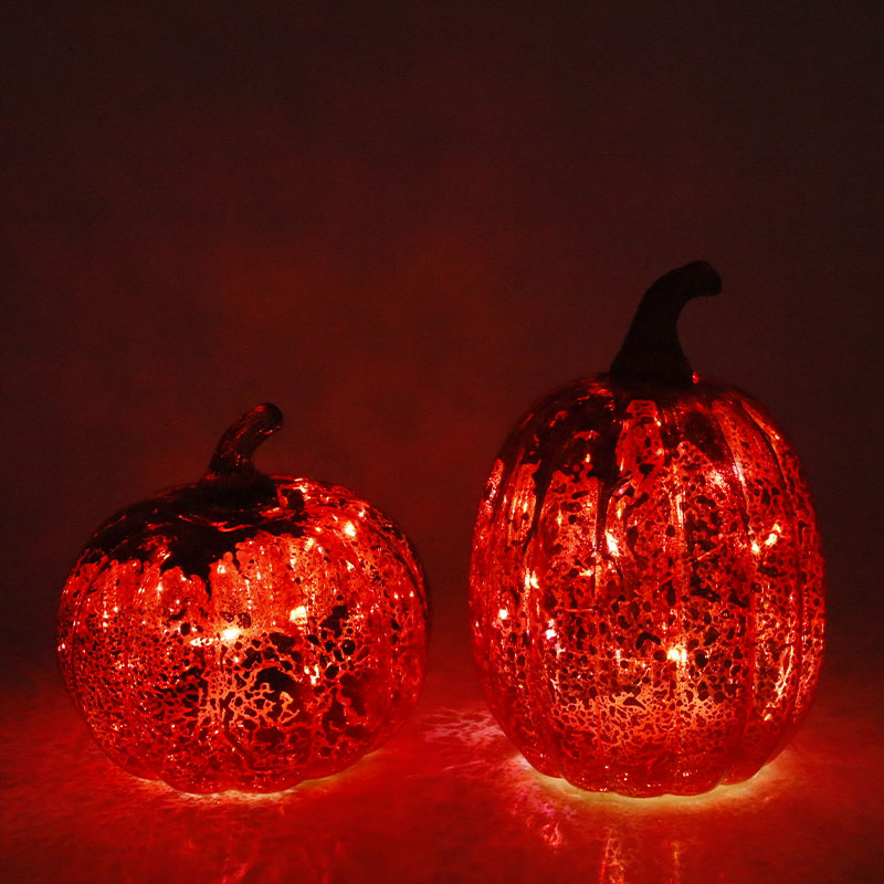 12*15 cm Halloween LED Glas Græskar Lampe Bordplade Ornament