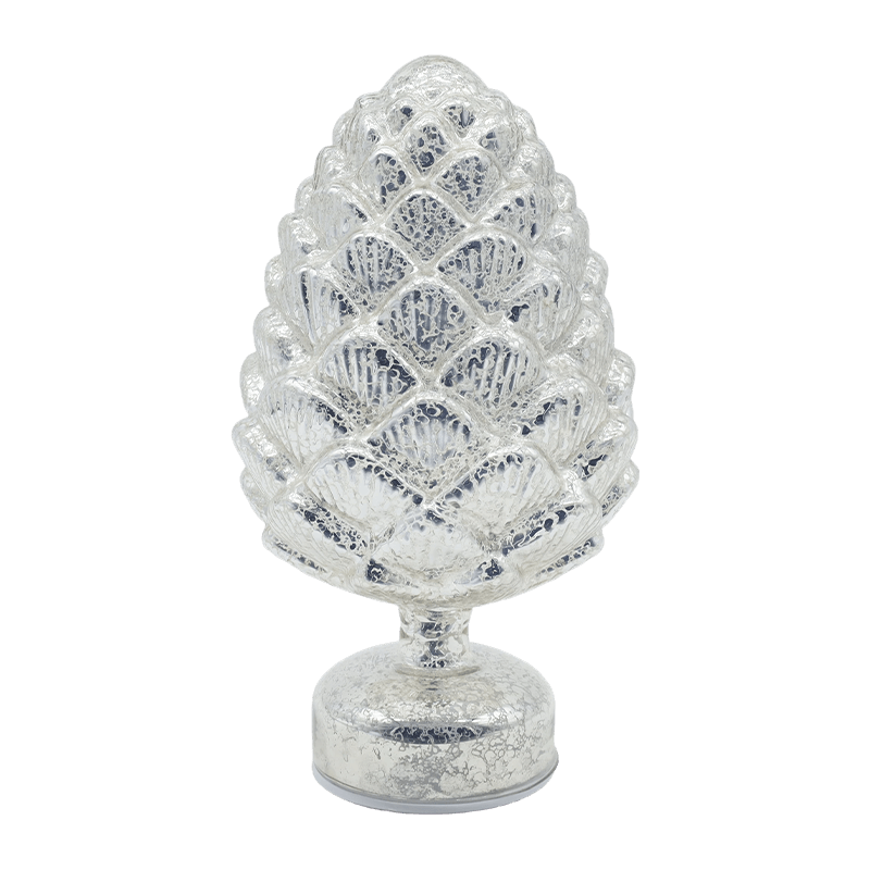15×28 cm & 11×22 cm Pinecone Jul Roterende Glas LED Bordpladedekoration